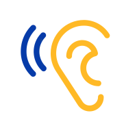 Line art of sound waves near ear